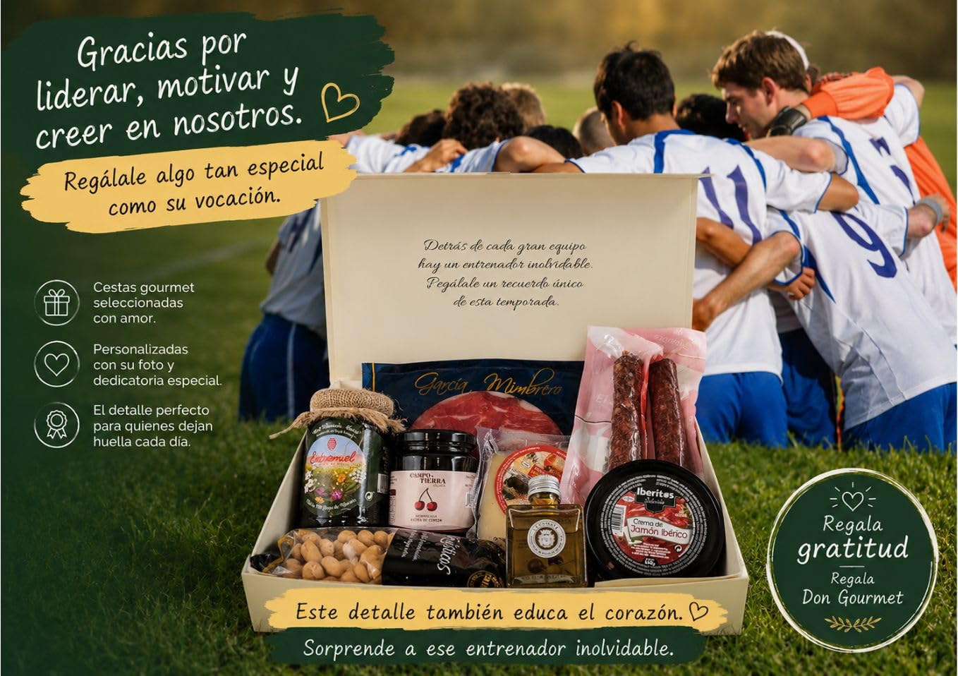 DON GOURMET, Cesta Gourmet para Regalar, Personalizable, Queso curado, jamón ibérico, chorizo ibérico, lote embutidos ibéricos, aceite de oliva, pack ibéricos, Regalo Profesor. (CESTA 6)
