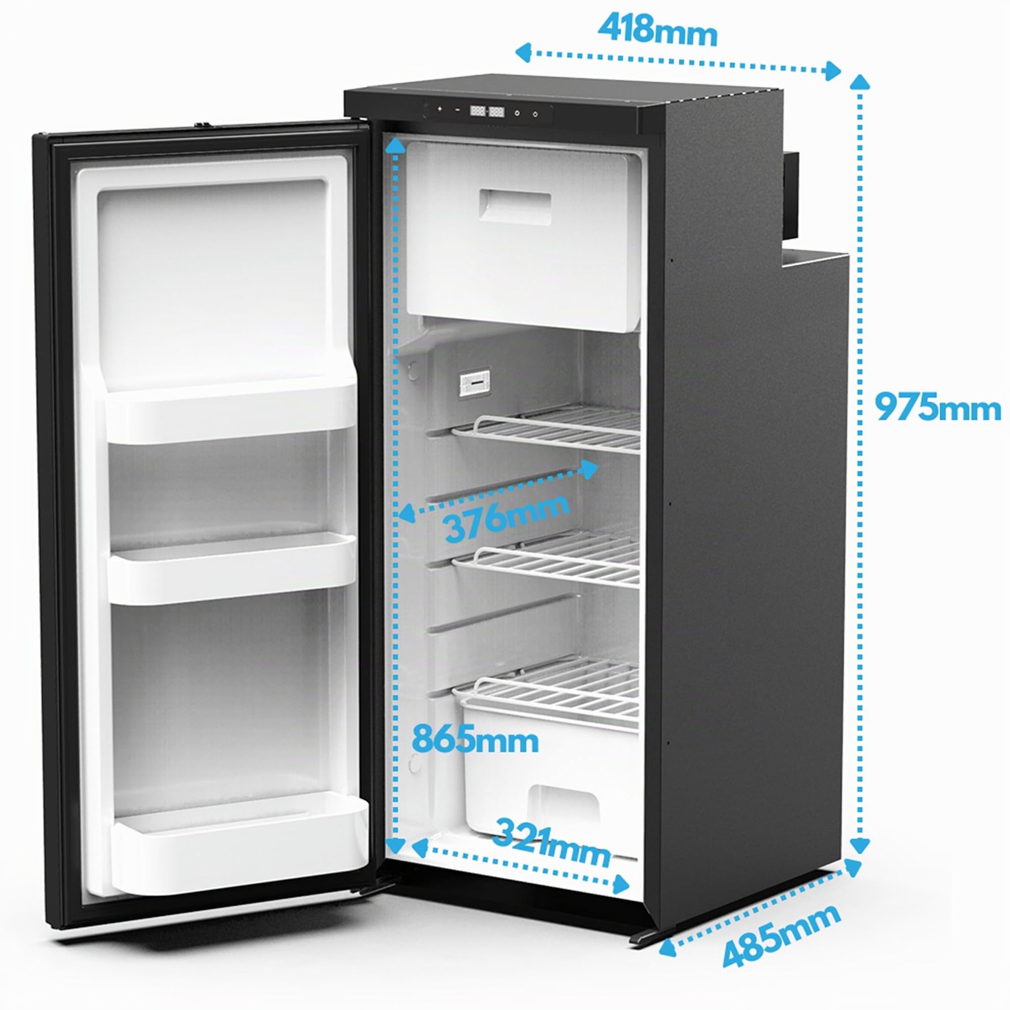 Frigo Portatile 90L a Compressore 12V 24V, Frigorifero Elettrico per Auto Camper Campeggio, Mini Frigo Silenzioso con Bluetooth, Frigo da Viaggio, Raffreddamento fino a -20°C