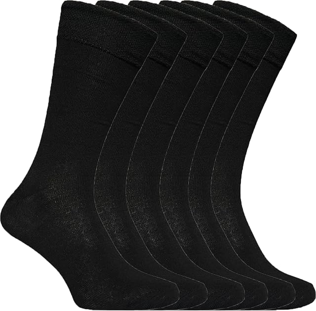 ZombaFlo 6 Pair Diabetic Socks for Men Soft Grip Comfortable Loose Tops cotton Rich Stay Up Socks UK Size 6-11