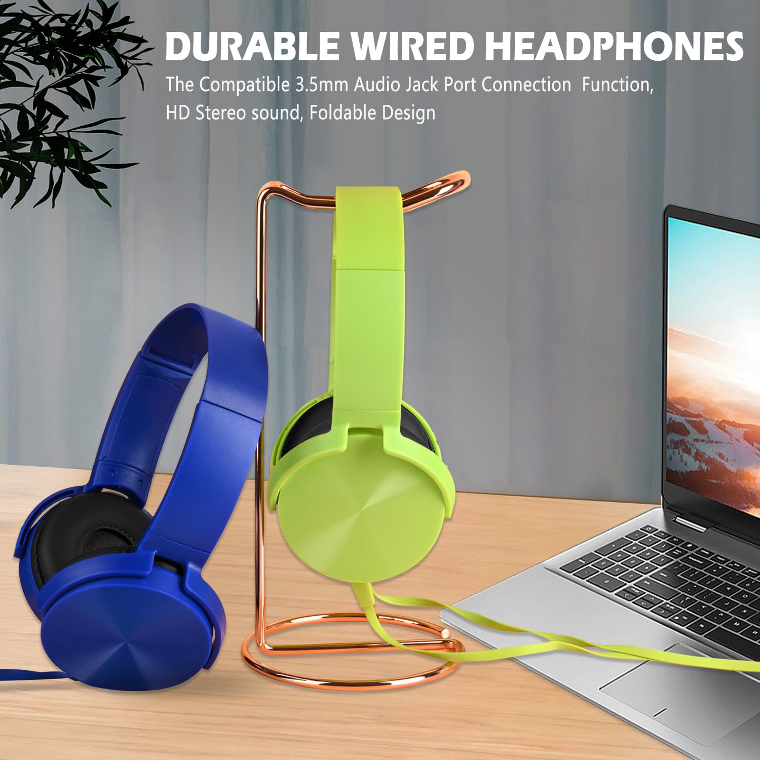 Słuchawki dla dzieci, 2 sztuki, dla uczniów w klasie, trwały, wygodny, obrotowy, przewodowy zestaw słuchawkowy do nauki online, dźwięk stereo, gniazdo 3,5 mm, do Chromebooka, komputera, laptopa