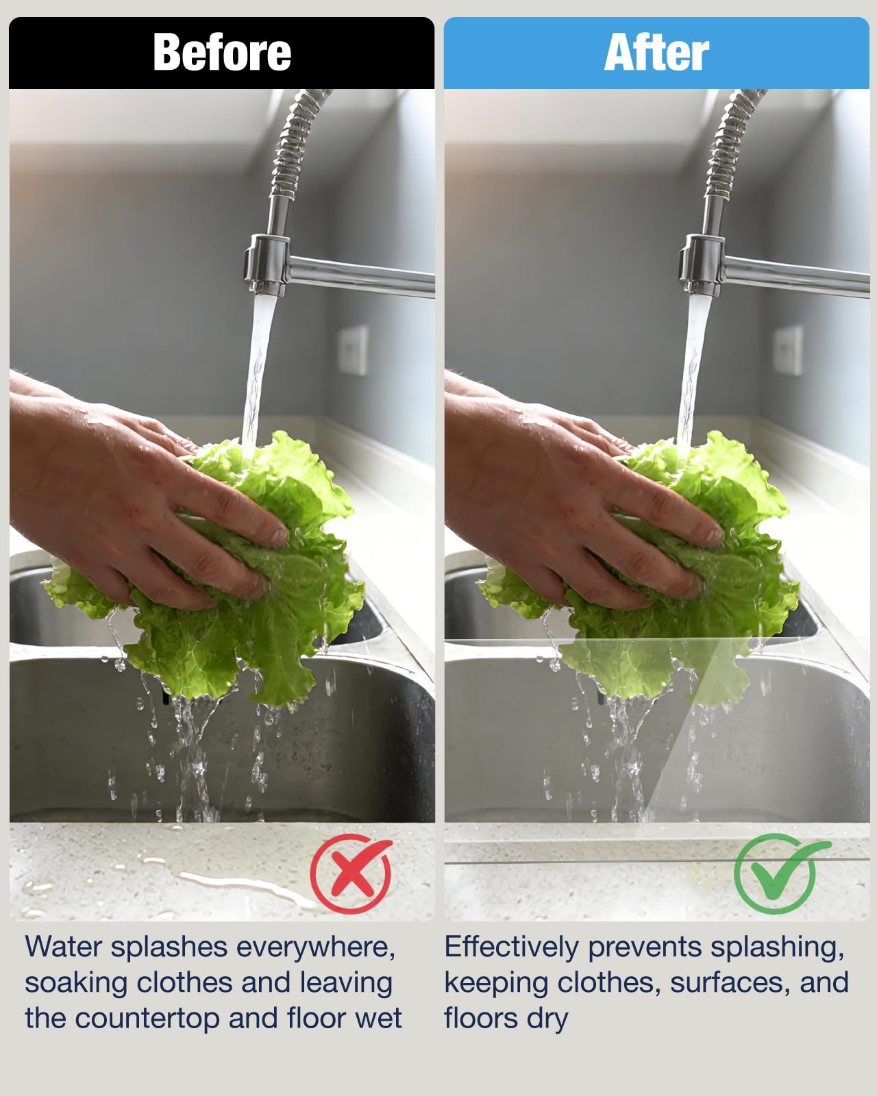 Protector de salpicaduras de acrílico para fregadero, altamente transparente, para isla de cocina y baño (23.6 pulgadas de largo x 1.6 pulgadas de ancho x 4.7 pulgadas de alto)
