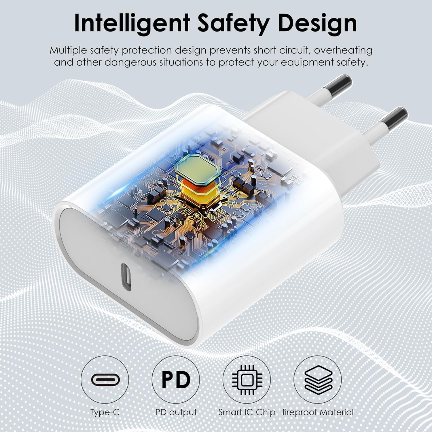 Caricatore USB C, Caricabatterie 20W 2-Pack Presa Type C per iPhone 16/16 Pro/16 Pro Max/16 Plus/15/14/13/12/11/XS Max/XR/X, Alimentatore Rapido Carica Spain Ricarica Adattatore Muro Wsehnga