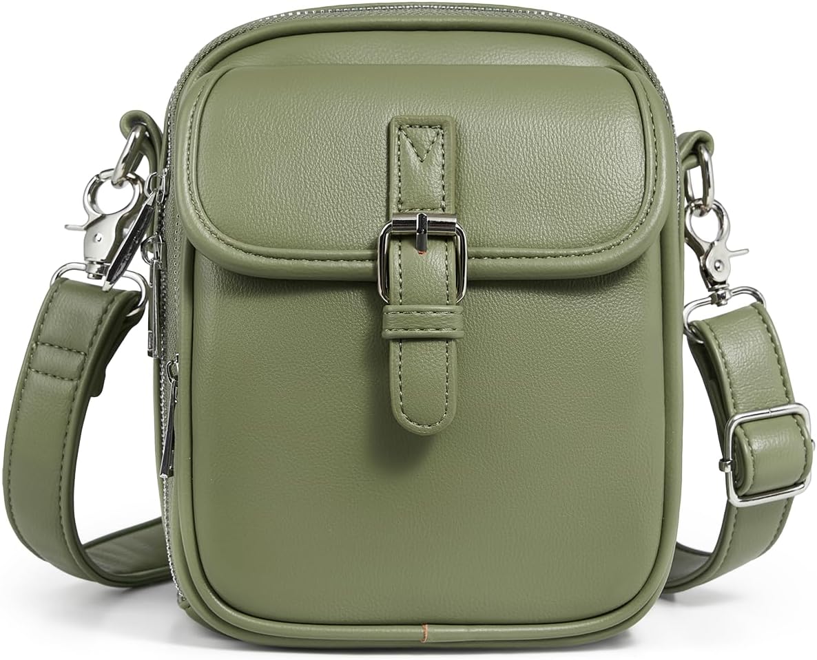 Unilily Crossbody Bags for Women, Vegan Leather Messenger Bag Vintage Shoulder Bag Travel Purse Wallet with Card Slots