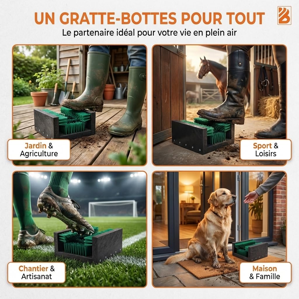 Grattoirs à Chaussures en Plastique - Paillasson d'extérieur - Grattoir à Chaussures Robuste - Brosses d'extérieur - Paillasson - 30 x 27 cm - Vert