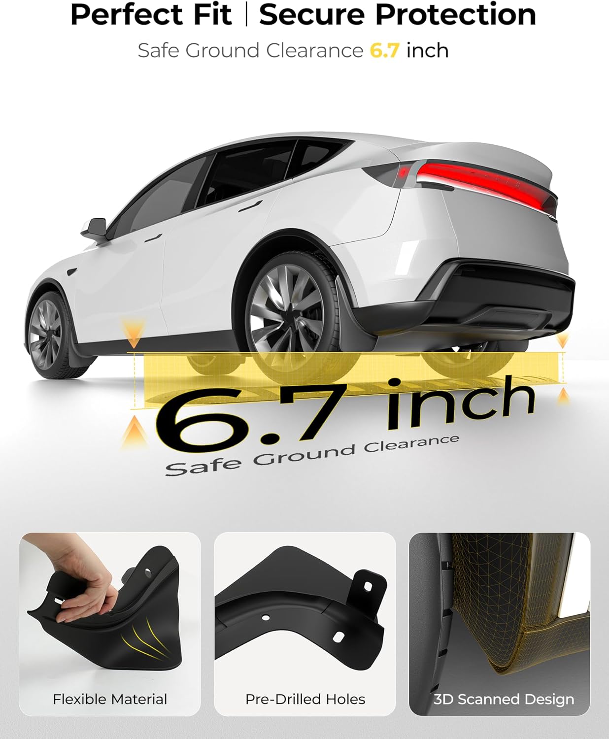 3W Tesla New Model Y Juniper Mud Flaps 2025 2026 Accessories, Protect Paint, No Drilling Required, All-Weather Mud Guard Body Kits, Black (Set of 4) - Image 5