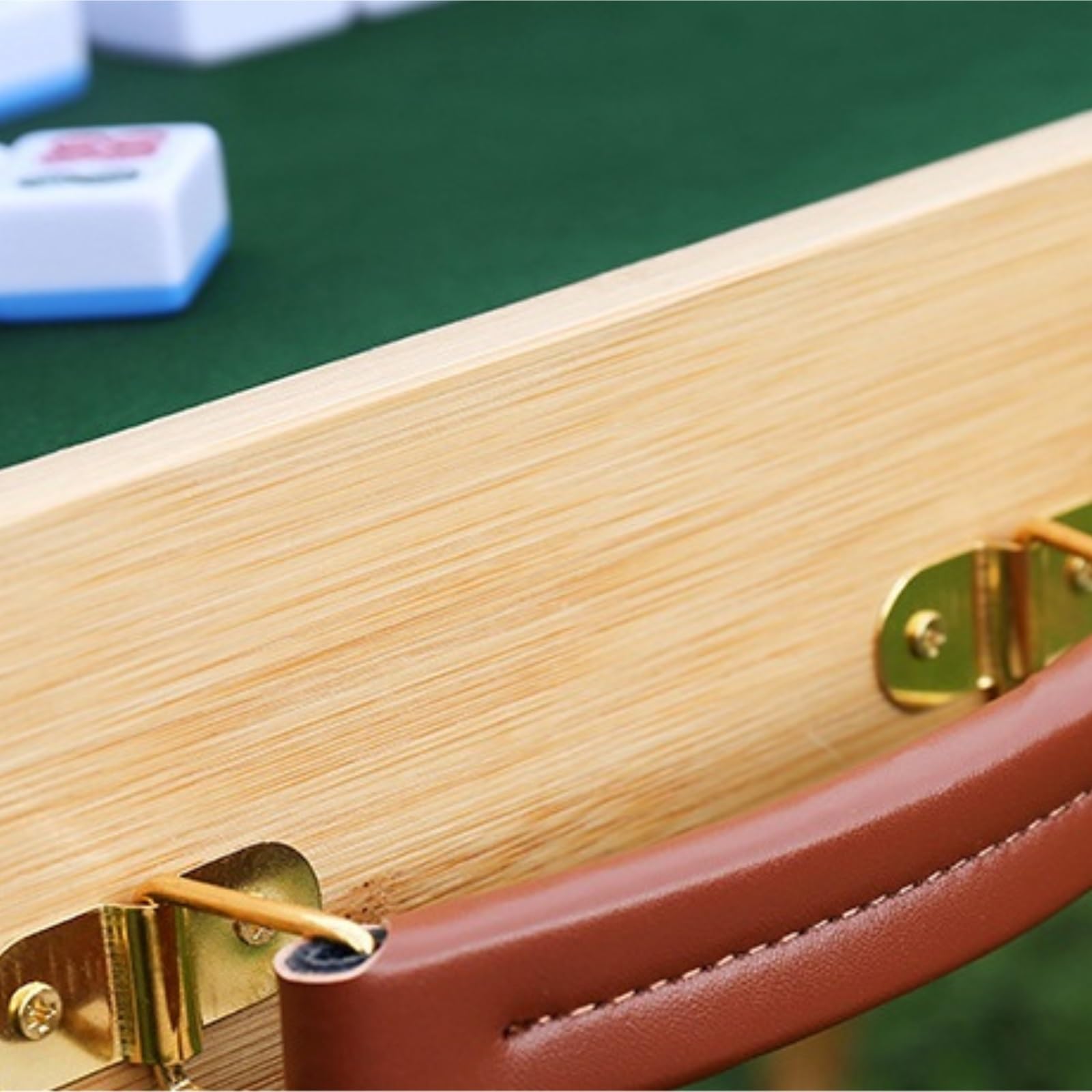 Tradycyjny Chiński Mah Jong Zestaw Mahjong Gra Towarzyska Tradycyjna Gra Z Podróżnym Przenośnym Składanym Stołem Mahjong Na Imprezę Rodzinną(Blue,30mm)