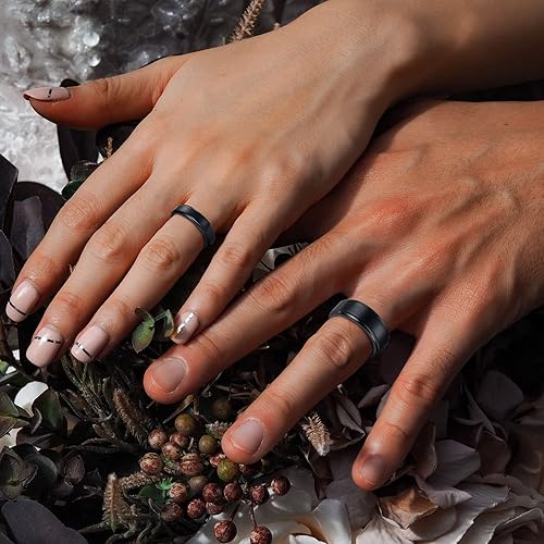 Miniatura 4 de Personalized Couple Rings for him Her,Custom Engrave Name Stainless SteelTungsten His and Her Matching Promise Wedding Ring Set for Men Women bf gf,