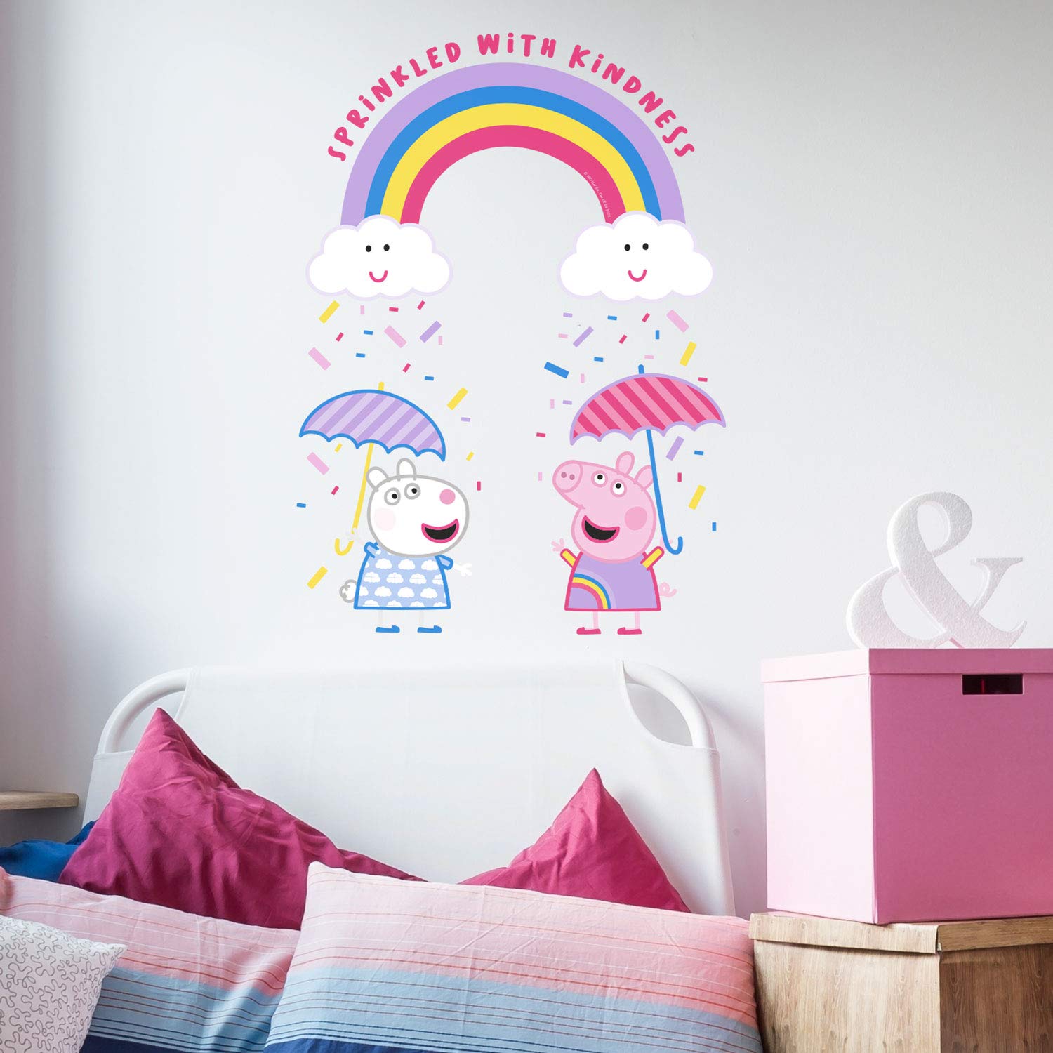 Stickerscape Multi Peppa Sprinkled With Kindness Rainbow Wall Sticker | Perfect For A Childs Bedroom, Playroom Or Nursery | Easy To Apply | Official Peppa Pig Sticker Range