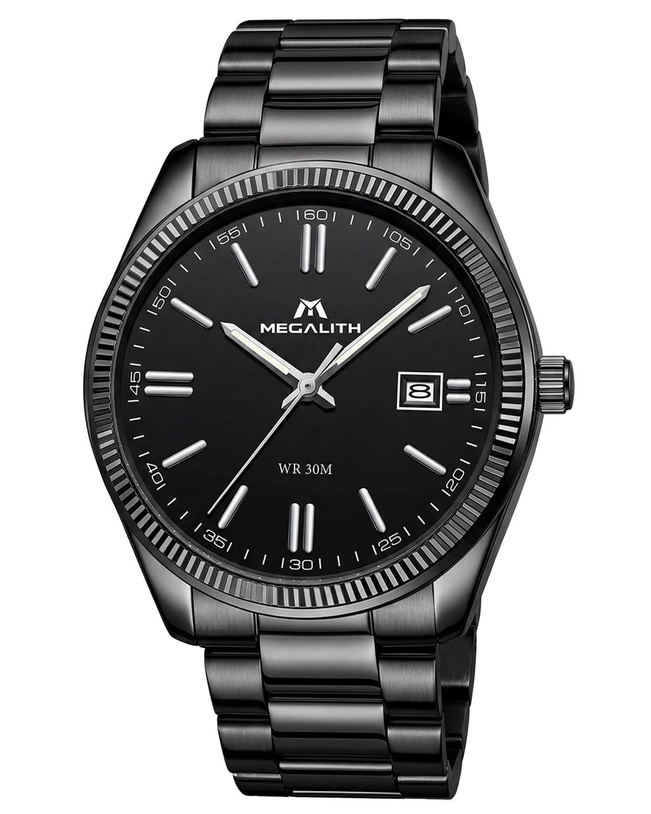 MEGALITH Herren Uhr Edelstahl Armbanduhr: Einfach Analog Business Herrenuhr mit Datum Leuchtend - 30M Wasserdicht für Arbeit und Freizeit - Elegantes Geschenke für Männer