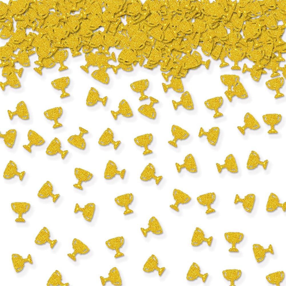Glitzer Konfetti im Trophäe Form Bunte Papier Streudeko Trophäen Konfettikanone Streu Deko Tischdeko für Champions Feier Geburtstag Party Jubiläum Festbankett Gold 1000pcs
