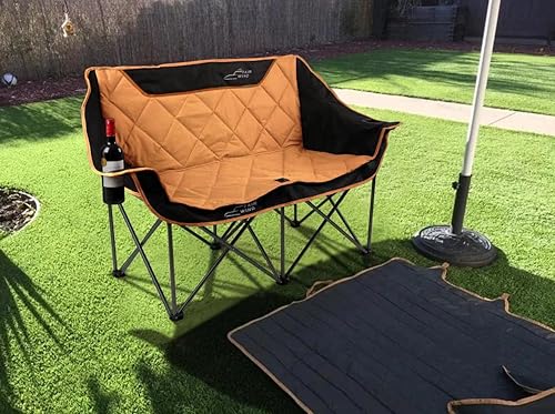 Miniatura 2 de FAIR WIND Silla de camping totalmente acolchada de gran tamaño, sofá de dos plazas, sofá de campamento, silla doble duo, silla plegable de cuatro