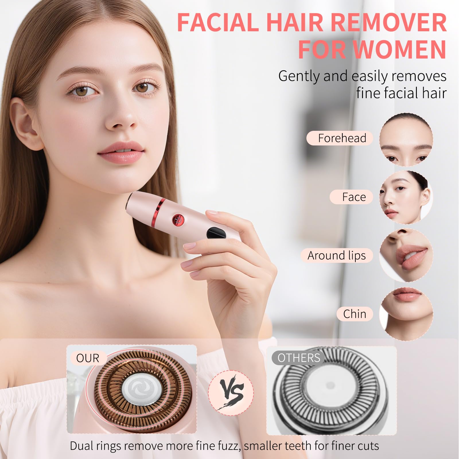 Cozary Rasoio Elettrico Donna,3 In 1 Depilatore Corpo,Rasoio Elettrico Impermeabile,Rasoio Intimo a Secco e Bagnato,Rasoio Parti Intime Donna per Viso, Corpo, Soprocciglia e Inguine