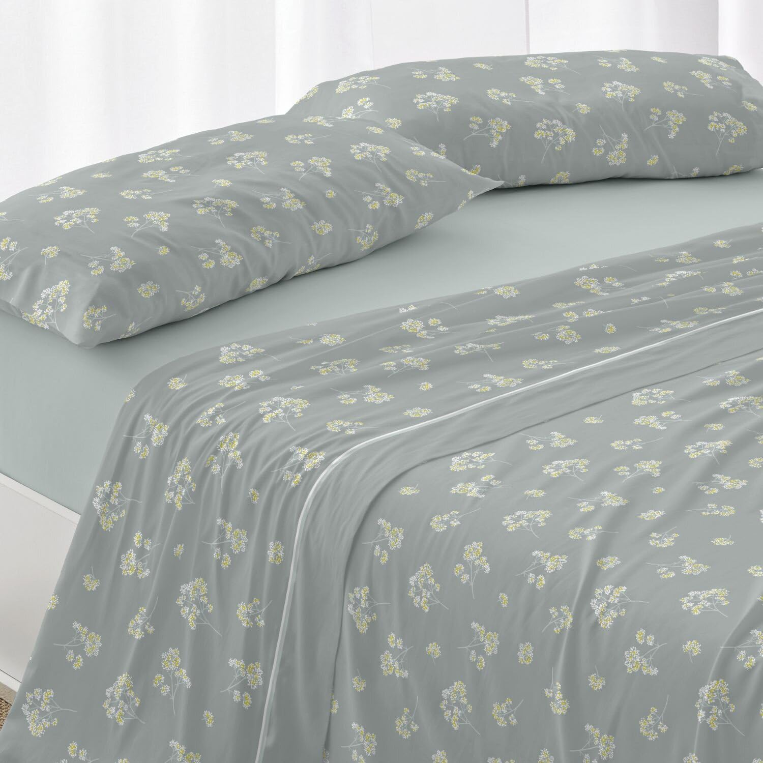 Burrito Blanco | Sabánas de Velvelina® | Cama de 150cm. (+Medidas Disponibles) | Diseño 006 | Color Eucalipto (150x190/200cm.)