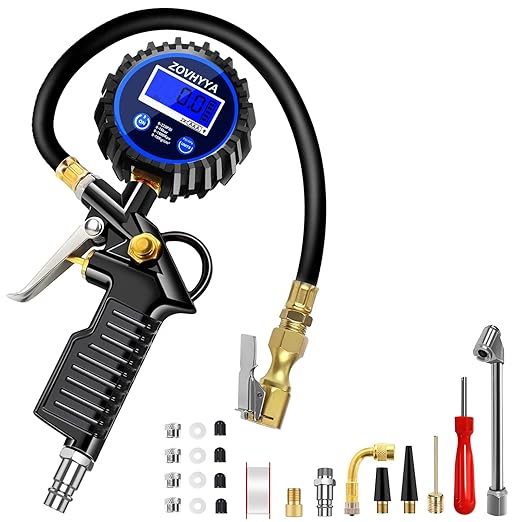 URAQT Manometro Pressione Pneumatici Digitale 220PSI - Gonfia, Sgonfia E Misura Con 20 Accessori - Foto 6