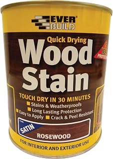 Everbuild EVBWSRW250 Quick Drying Professional Solvent Free Satin Finish Wood Stain, Rosewood, 250 ml