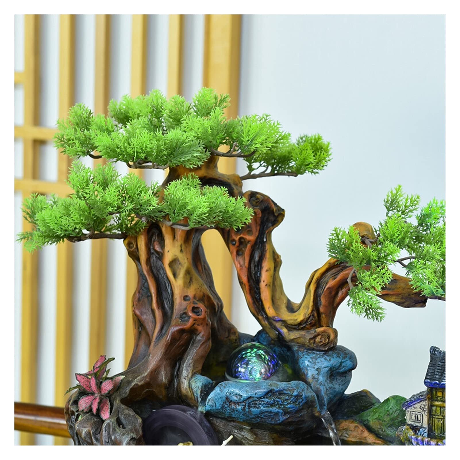 Fuente de mesa Relajación Interior Fuente de escritorio Cascada Zen Meditación Cubierta Cascada Característica - Humidificador Rockery Hogar Decoración de escritorio decorativo fuente de mesa