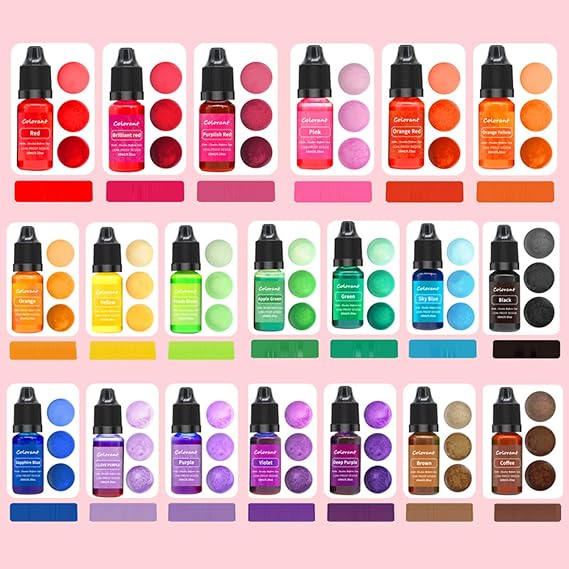 Candle Dye - 16 Popular Vibrant Colors Candle Making Liquid Oil-Based Dye for Candle Wax - Candle Color Wax Dye for Soy Candle Making, Safe and Natural Pigment for Soap Making Candle Making 16 Colors
