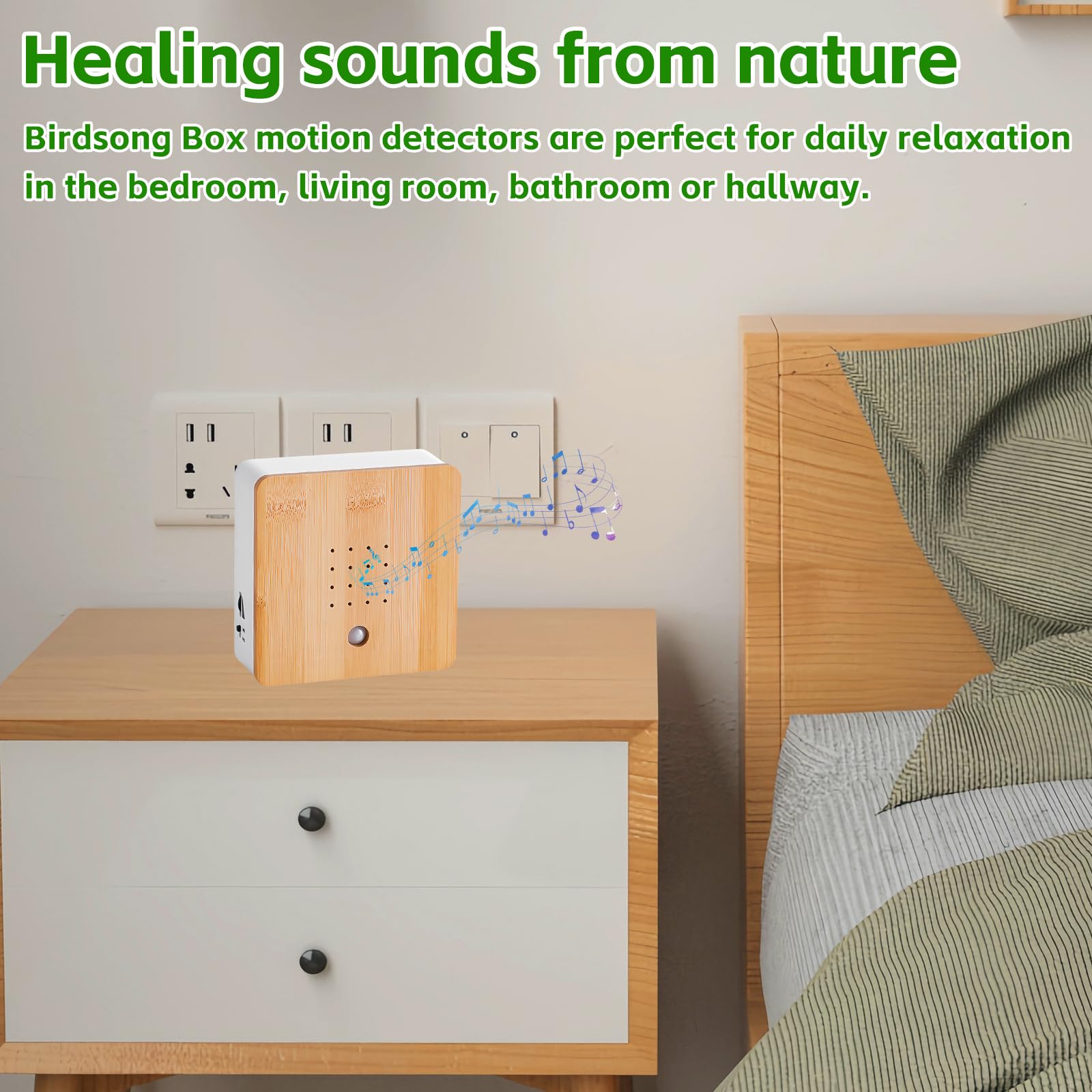 LZDMY Boîte à Bruits D'oiseaux Détecteur De Mouvement Avec Support Mural, Naturels Chant D'oiseaux,Musique Relaxante Et Détente, Chant D'oiseaux & Source Forestière