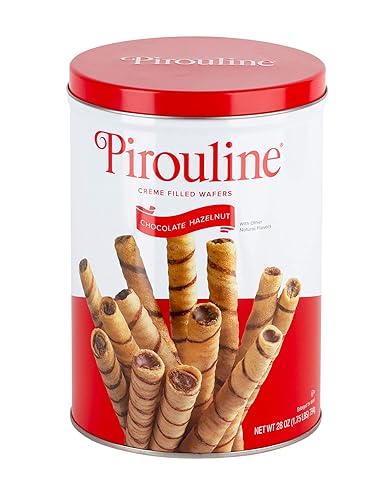 Pirouline Obleas enrolladas – Avellana de chocolate – Palitos de oblea enrollados, obleas rellenas de crema, galletas enrolladas para café, té,