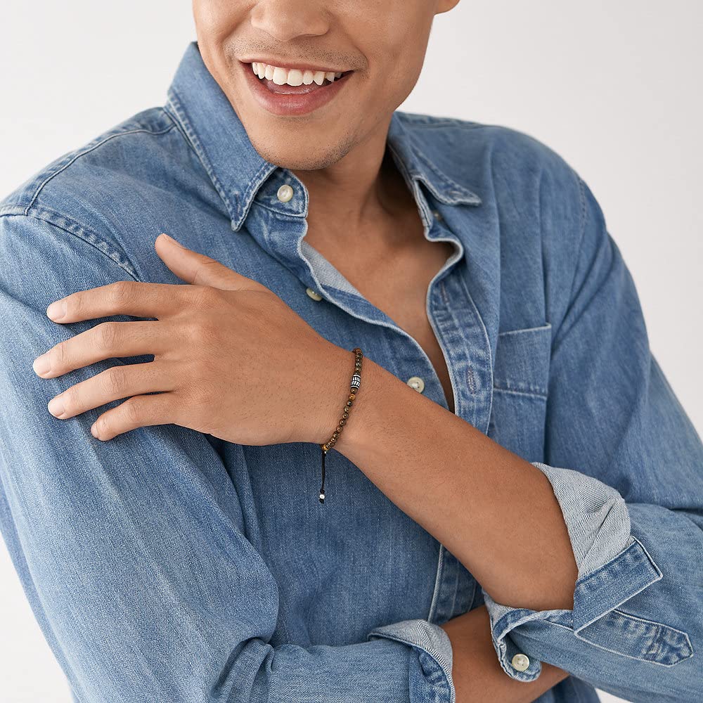 FOSSIL Homme Bracelet en acier semi-précieux ou inoxydable avec fermoir coulissant