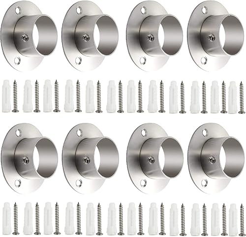 Miniatura 7 de Creatyi Soportes de barra de armario de acero inoxidable resistente de 1-1/2 pulgadas, soporte de barra de ducha para armario, soportes de barra