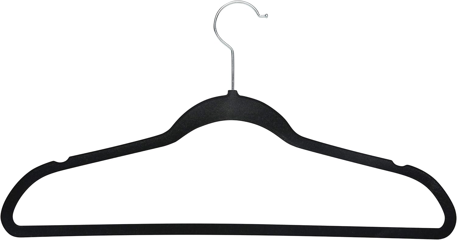 Simplify 10 Super Slim Velvet Huggable Hangers in Black