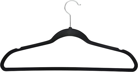 Simplify 10 Super Slim Velvet Huggable Hangers in Black