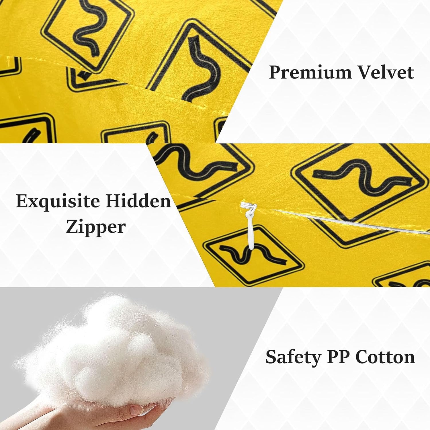 Caution Signs Human-Shaped Pillow Soft Body Pillows Washable Velvet Pillows for Anxiety Relief Sleeping Cuddling & Support