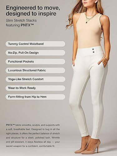 Miniatura 2 de Conceited Stretch Slacks for Women - Wear to Work - Tummy Control - Slim Leg - Pockets - Ponte - (Available in Plus Size)