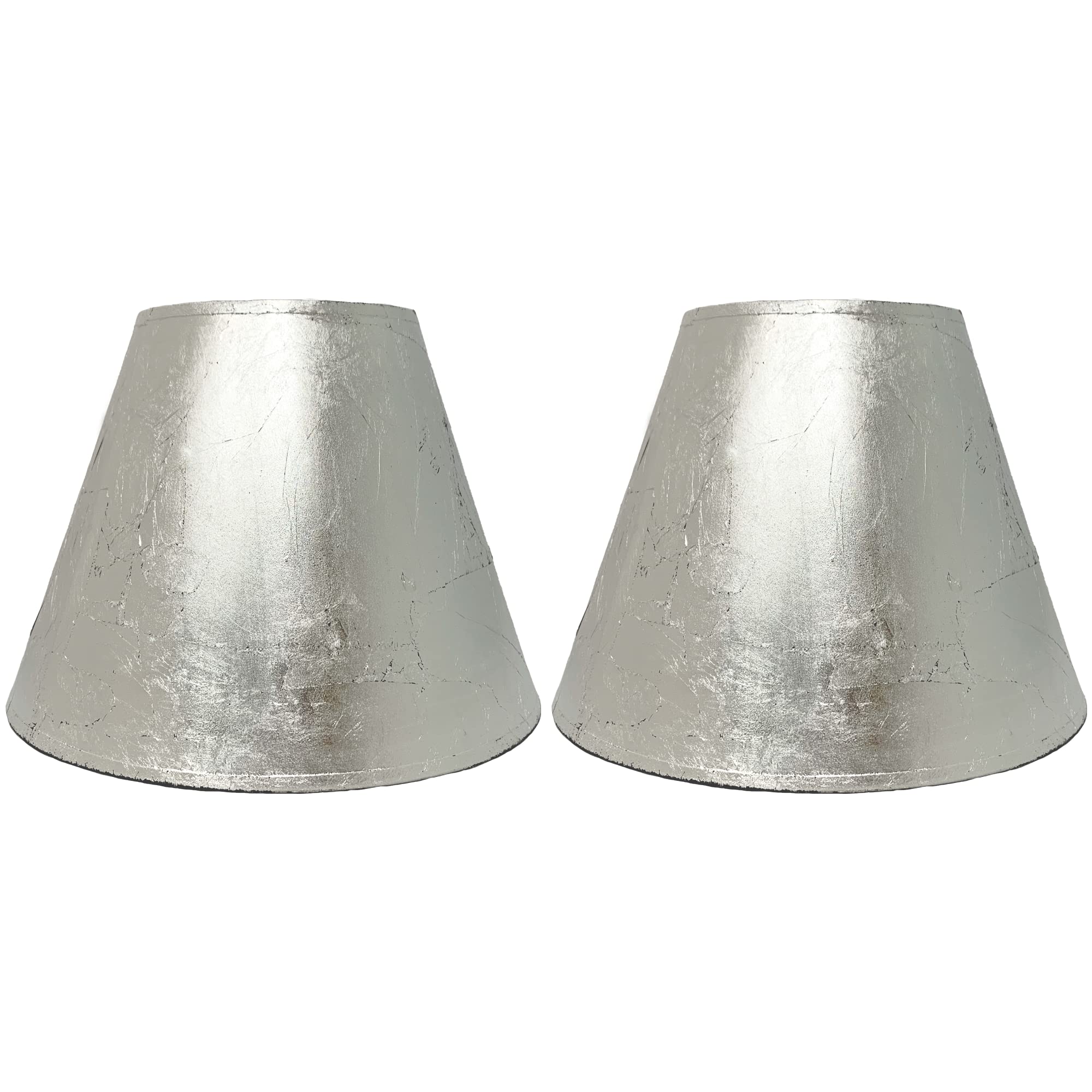 Royal Designs, Inc. Trendy Decorative Handmade Lamp Shade, Made in USA, 14 in, Deep Empire - Silver Leaf - 2 Pack