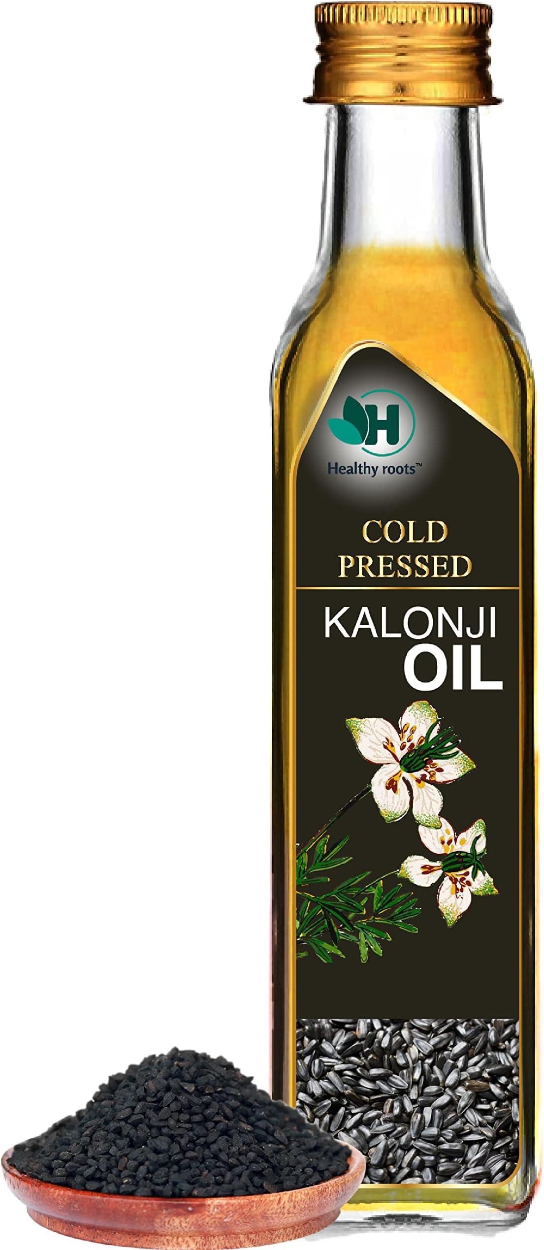 Healthy roots Cold Pressed Kalonji Oil 100ml | Wood Pressed - Extracted on Wooden Churner | Kolhu/Kacchi Ghani/Chekku