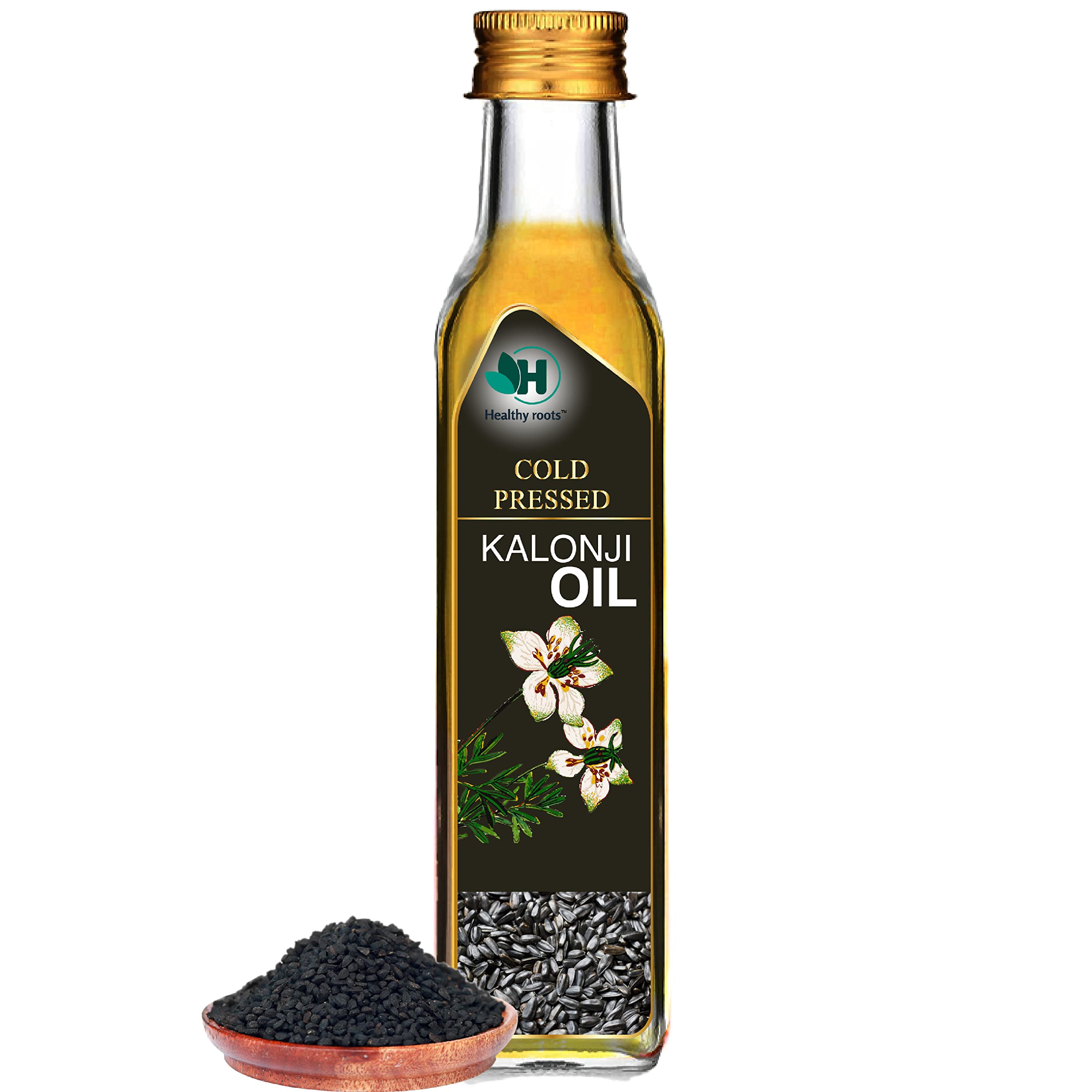 Healthy roots Cold Pressed Kalonji Oil 100ml | Wood Pressed - Extracted on Wooden Churner | Kolhu/Kacchi Ghani/Chekku