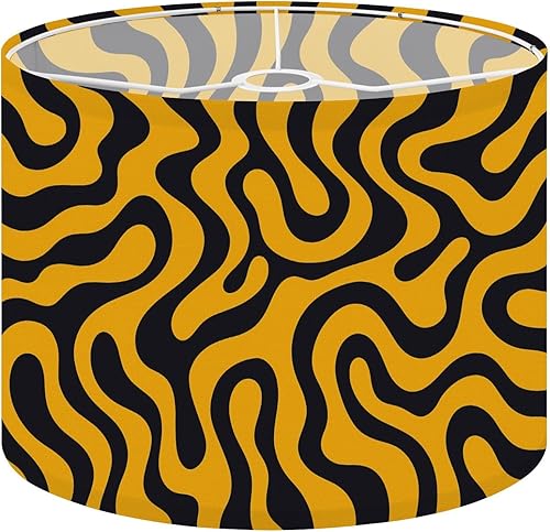 Drum Lamp Shades Abstract horizontal colorful waves Horizontal yellow waves style retro Lampshade for Floor Lamps Table Lamp Pendant Light Linen