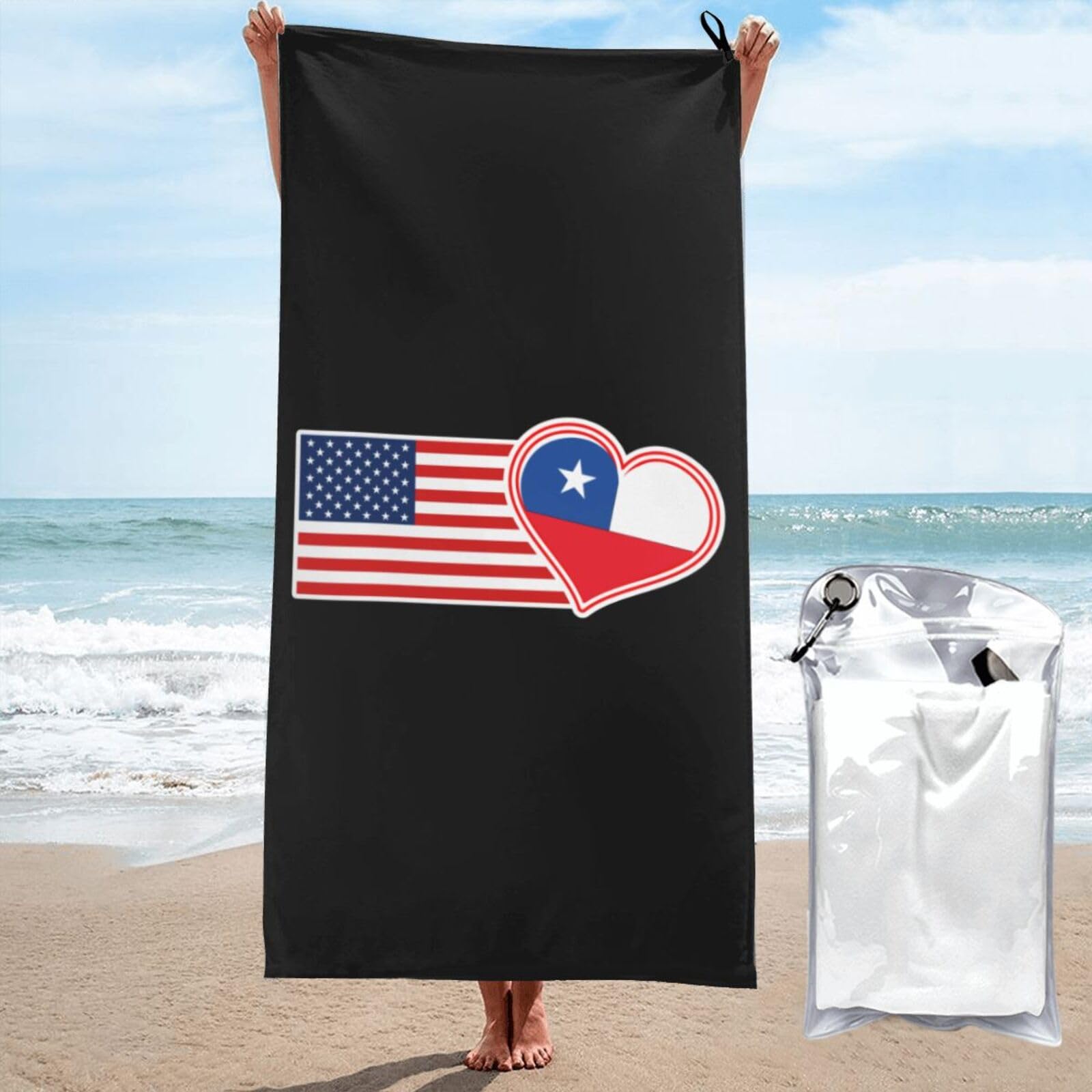 Serviette de sauna sans sable motif drapeau américain chili 70x140