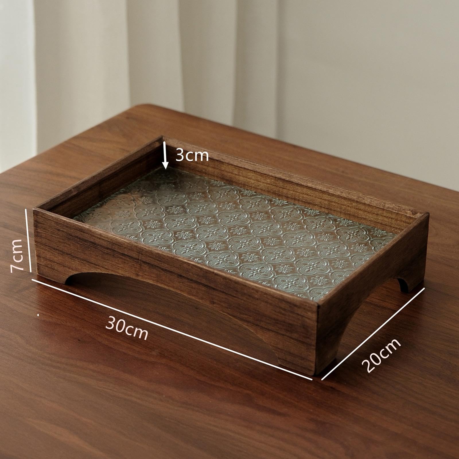 Bandeja, for Servir Nueces y Dulces, for, Organizador de Escritorio, Almacenamiento for Baño Hecha Madera Vidrio for Frutas Secas, 20 cm x(30cmx20cm)