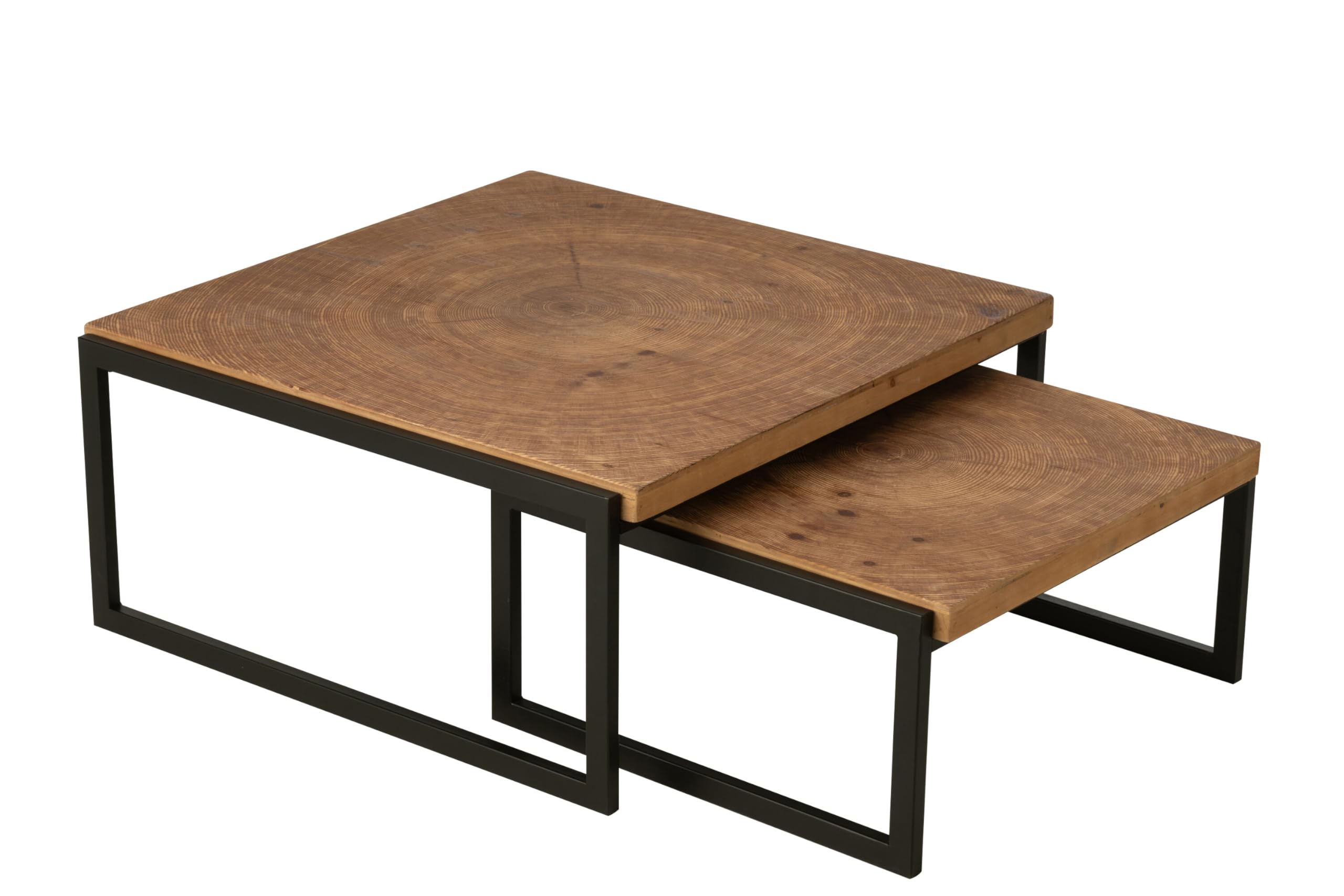 Table basse J-Line gigogne en bois naturel et noir pour salon design chic