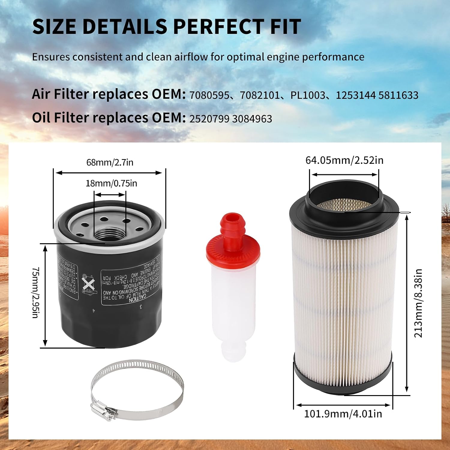 7080595 Air Filter 2520799 Oil filter Kit for Polaris Sportsman 335 400 450 500 570 700 800 Magnum 325 500 Trail Blazer 330 Trail Boss 325 330 Xpedition 425 Scrambler XP 850 1000 ATP 500