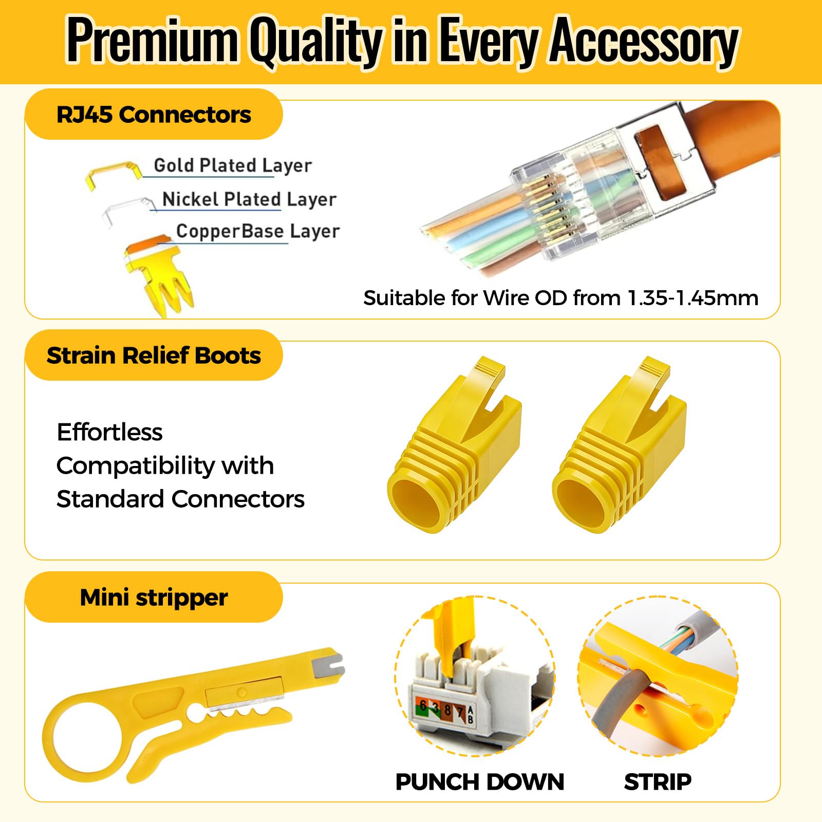 Kit di attrezzi di rete, pinza crimpatrice RJ45 con tester di rete, pinza spellafili, strumento punch down, cacciaviti, kit di riparazione di rete professionale RJ45 con custodia per il trasporto