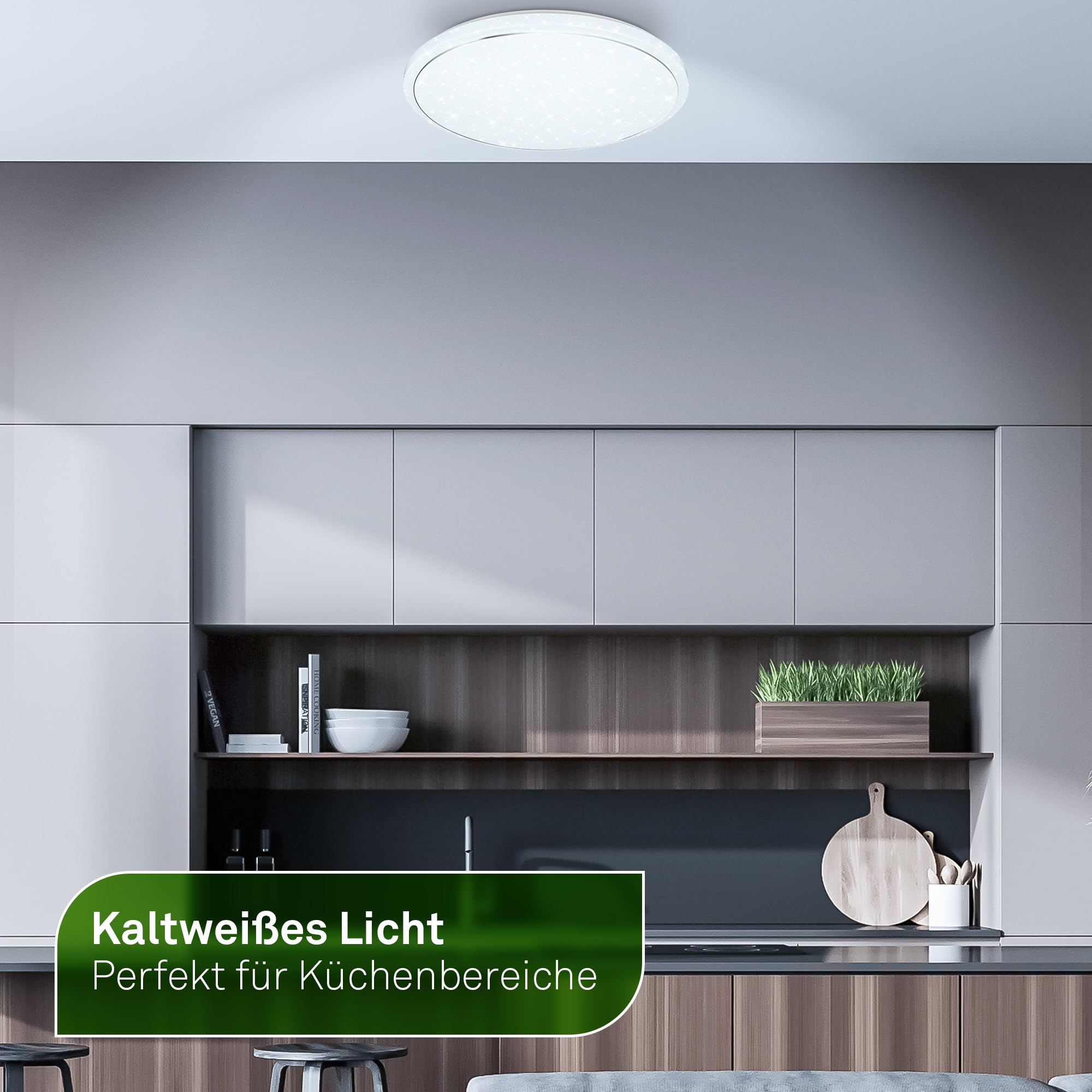 BRILONER - LED Deckenlampe mit EEK A Lichtquelle, Fernbedienung, dimmbar, Nachtlicht, warmweiß bis kaltweiß, LED Lampe, Deckenleuchte, Wohnzimmerlampe, Küchenlampe, Deckenbeleuchtung, 48x8 cm, Weiß