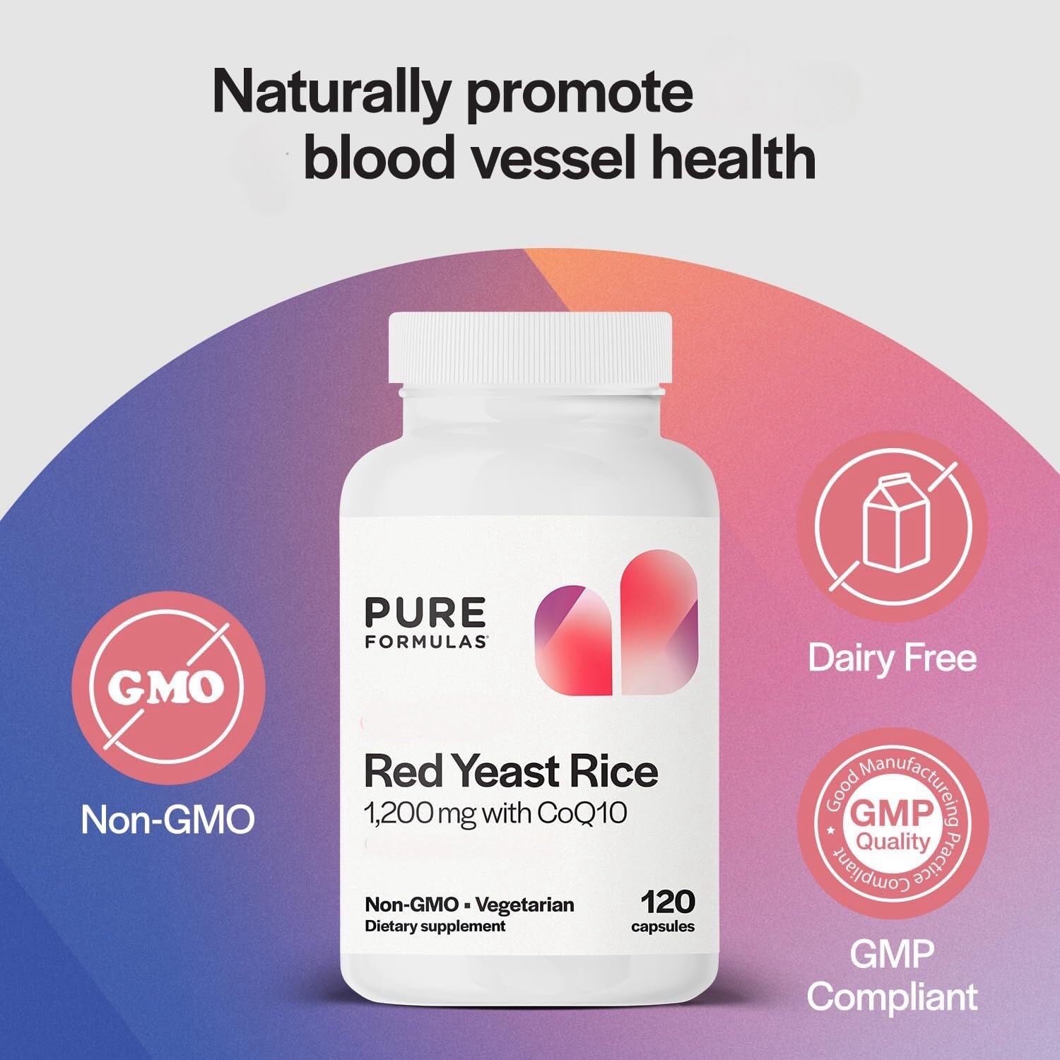 PureFormulas Extra Strength Red Yeast Rice 1200mg with CoQ10 100mg, Citrinin-Free, Non-GMO, Gluten-Free, 120 Capsules (2 Months Supply) — Amazon image 3