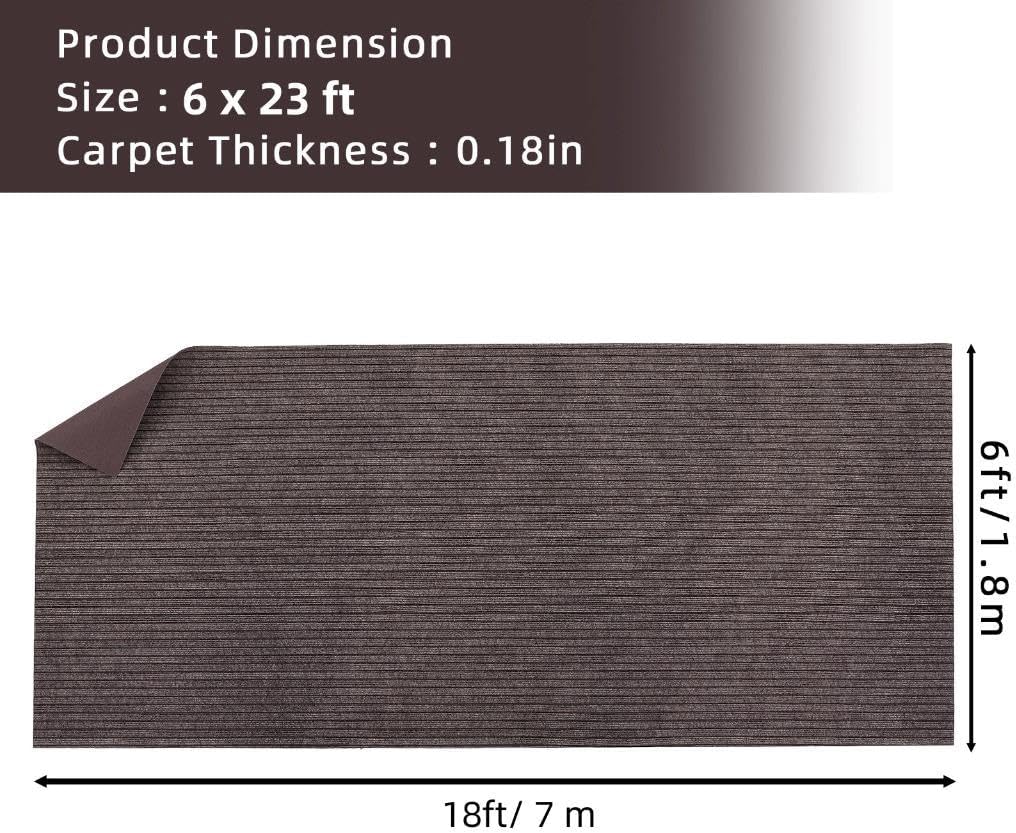 Boat Carpet, 6 ft x 23 ft Marine Carpet for Boats, Waterproof Indoor Outdoor Carpet with Anti-Slide Backing Marine Grade Boat Carpet Cuttable Easy to Clean Patio Rugs Deck Rug 6' x 23' (Rectangular) Brown