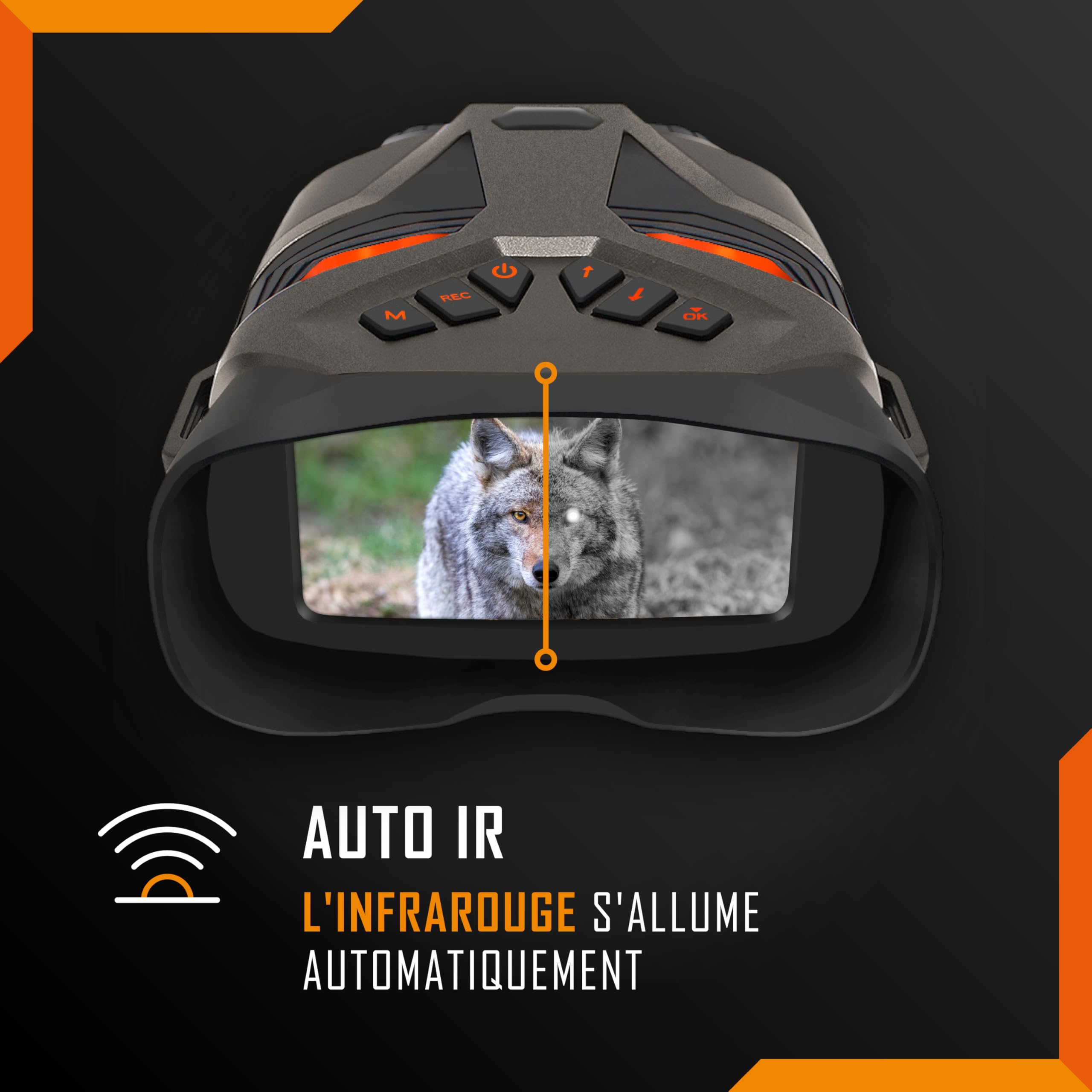 Jumelles de vision nocturne – Nightfox Ember Lunettes de vision nocturne infrarouge, facile à utiliser, grand écran, grossissement 4x, portée 250m, vidéo 4K, jumelles numériques pour le camping