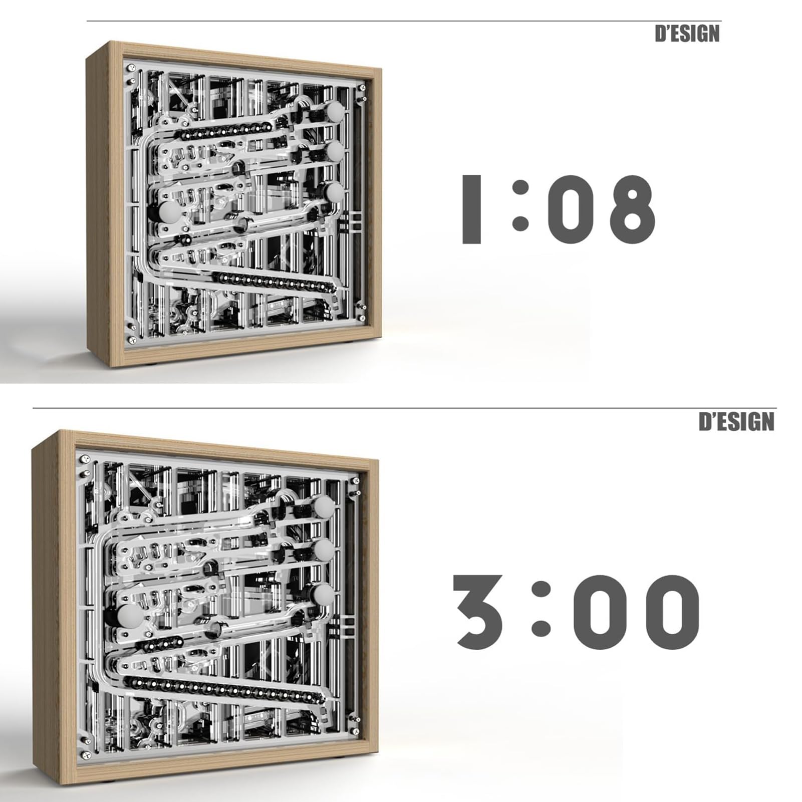 Timer Z Toczącą Się Kulą Drewniany Mechaniczny Timer Odliczający Czas Do | Mechaniczny Timer Z Toczącą Się Kulą Z Obudową Z Litego Drewna Komora PMMA Konstrukcja Z 4 Torami Kulki Ze Stali(A)