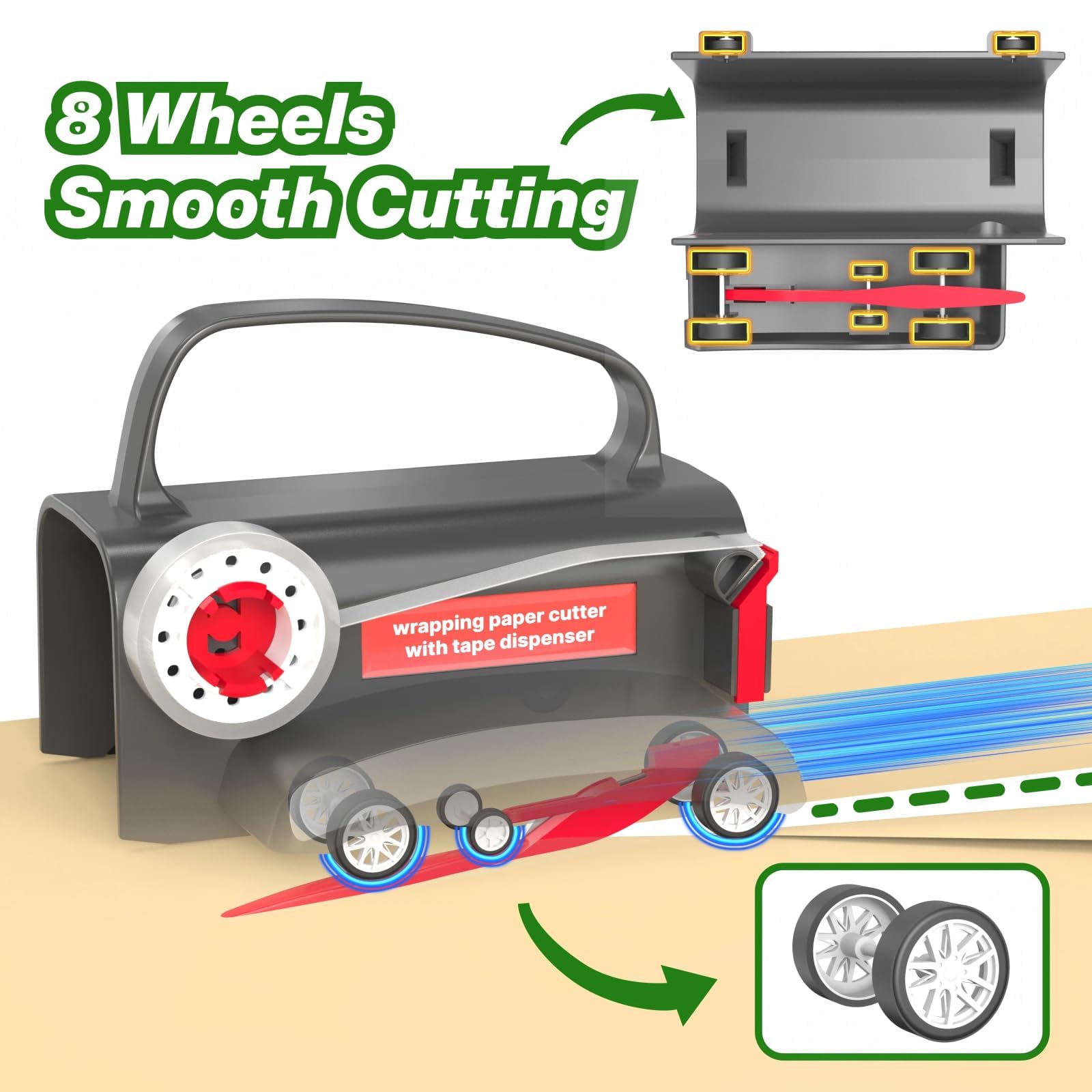 Scyca Coupe-Papier Cadeau Et Distributeur De Ruban Adhésif Portable | Lot De 2 | Pour Papier D'Aluminium Et Pinces