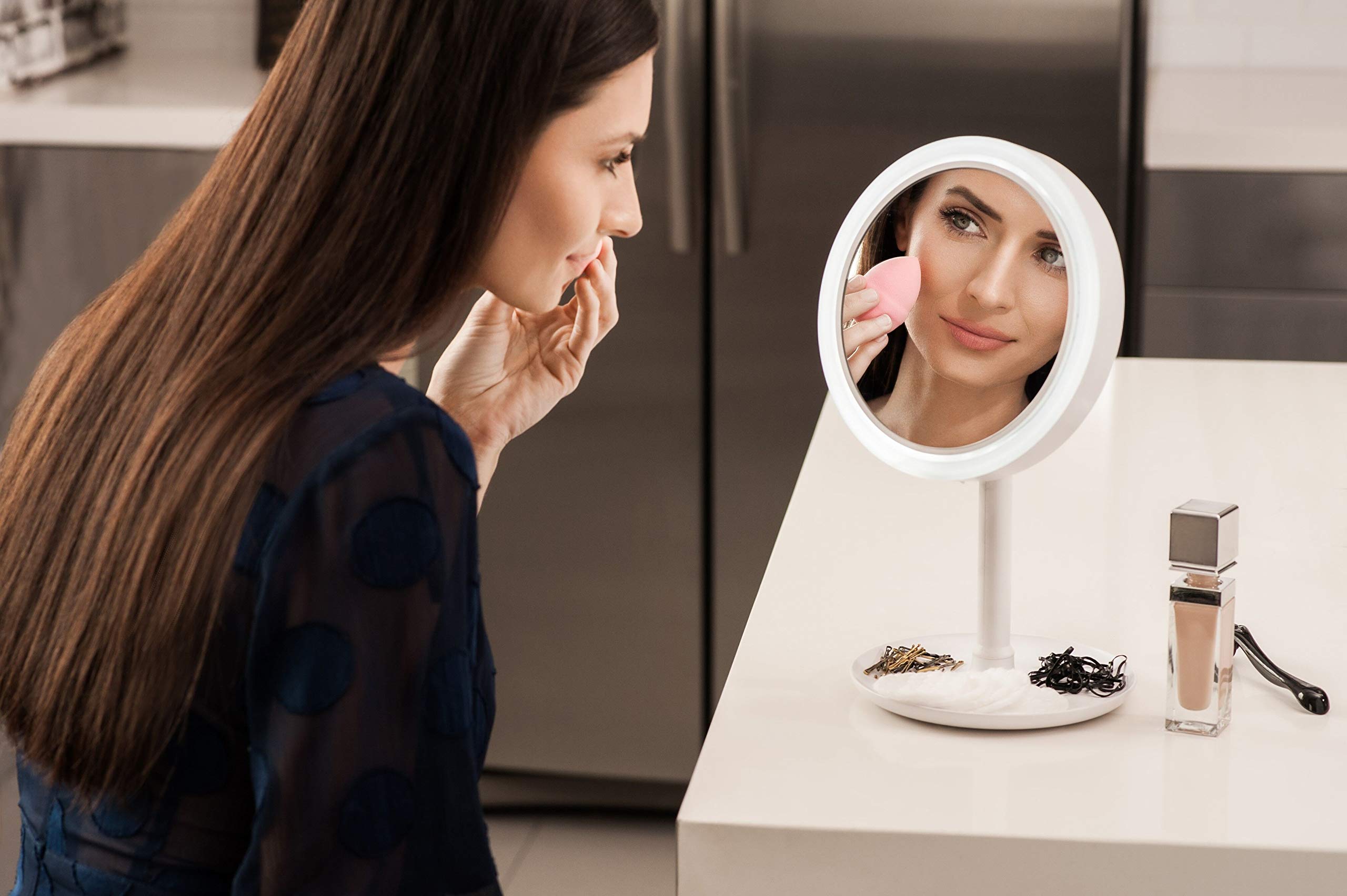 Beauty Breeze Lustro podświetlane 5-krotne powiększenie lusterko do makijażu lusterko do golenia z wbudowanym wentylatorem marki NuBrilliance - jak widać w telewizji