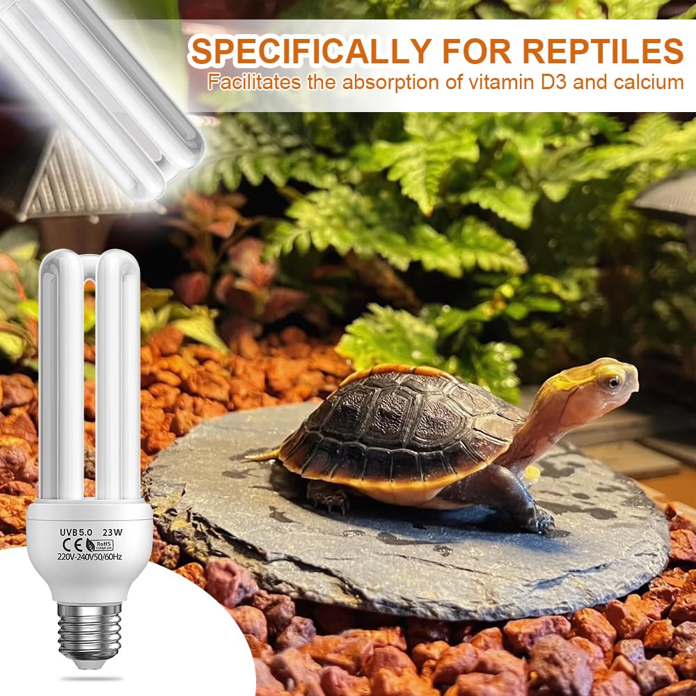 UVB 5.0 Lampada, E27 23W Lampadina UVA UVB, Lampada Fluorescente Compatta 5.0 UVB Lampadas, Lampadina UVB, per Tutti i Tipi di Uccelli in Cattivit, Rettili