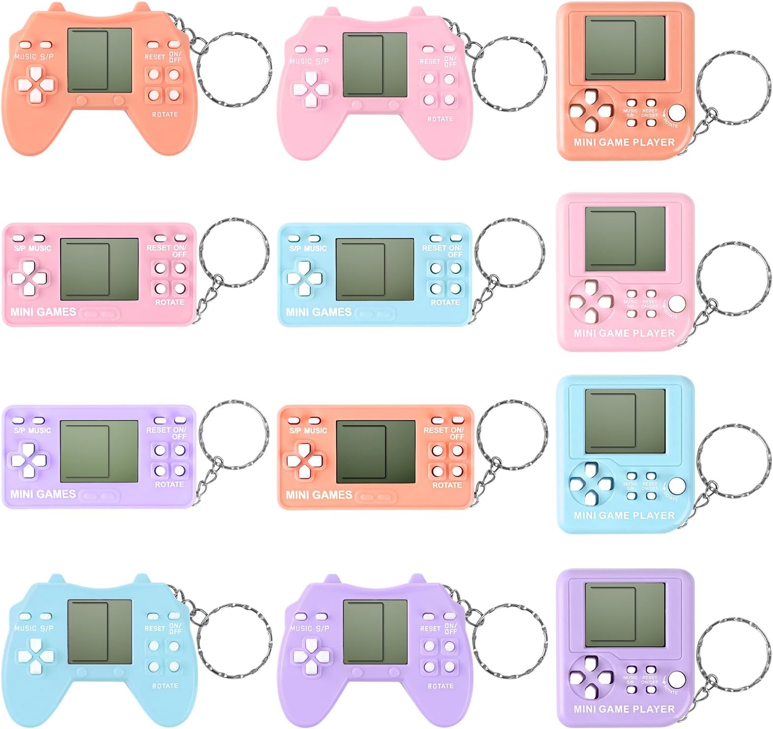 12Pcs Video Game Keychain Party Favors, Mini Arcade Game Toy Set, Birthday Return Gift Supplies, Goodie Bags Stuffers, Backpack Decoration, Classroom Prizes