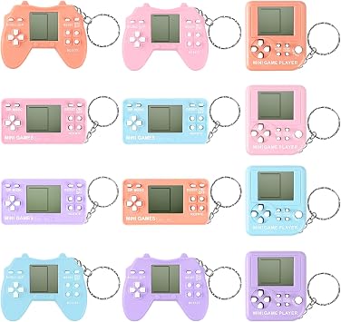 12Pcs Video Game Keychains Party Favors, Mini Arcade Game Toy Set