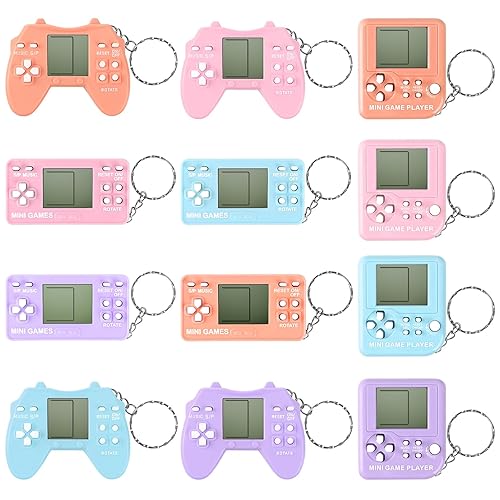 12Pcs Video Game Keychain Party Favors, Mini Arcade Game Toy