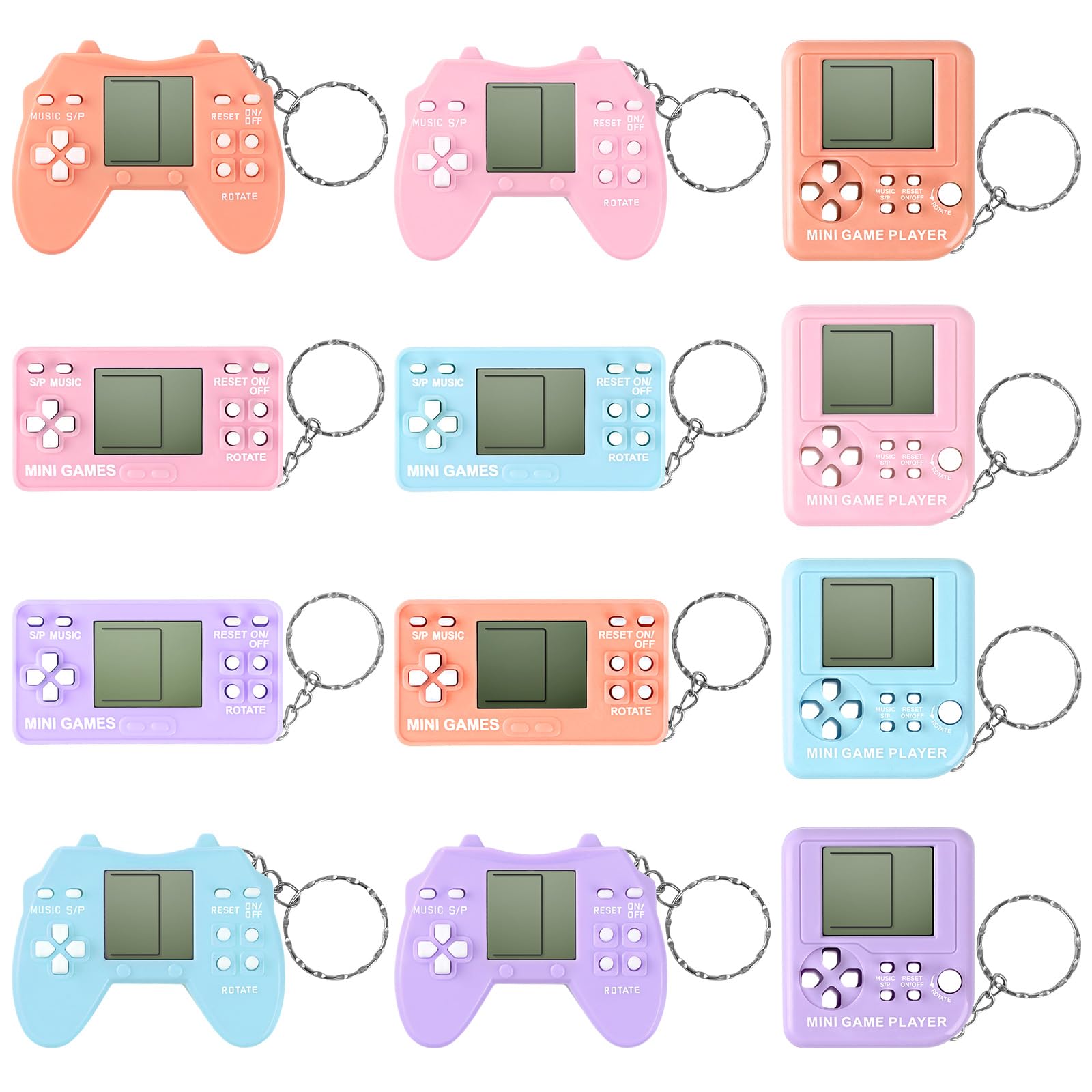12Pcs Video Game Keychain Party Favors, Mini Arcade Game Toy Set, Birthday Return Gift Supplies, Goodie Bags Stuffers, Backpack Decoration, Classroom Prizes
